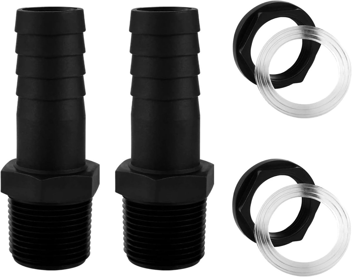 Tankdoorvoer Set - Zwart - 25 mm - PVC met Afdichtingen - Voor Regentonnen en Watertanks