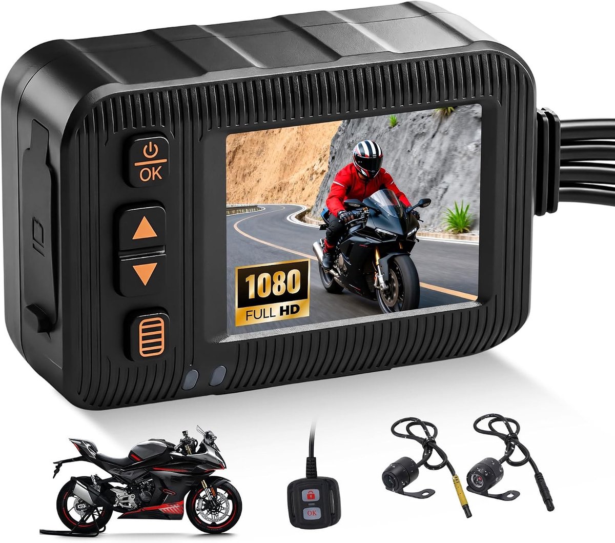 Motorfiets Dashcam - Zwart - 2 inch - Dubbele Camera met HDR en G-sensor - Voor Motorrijders