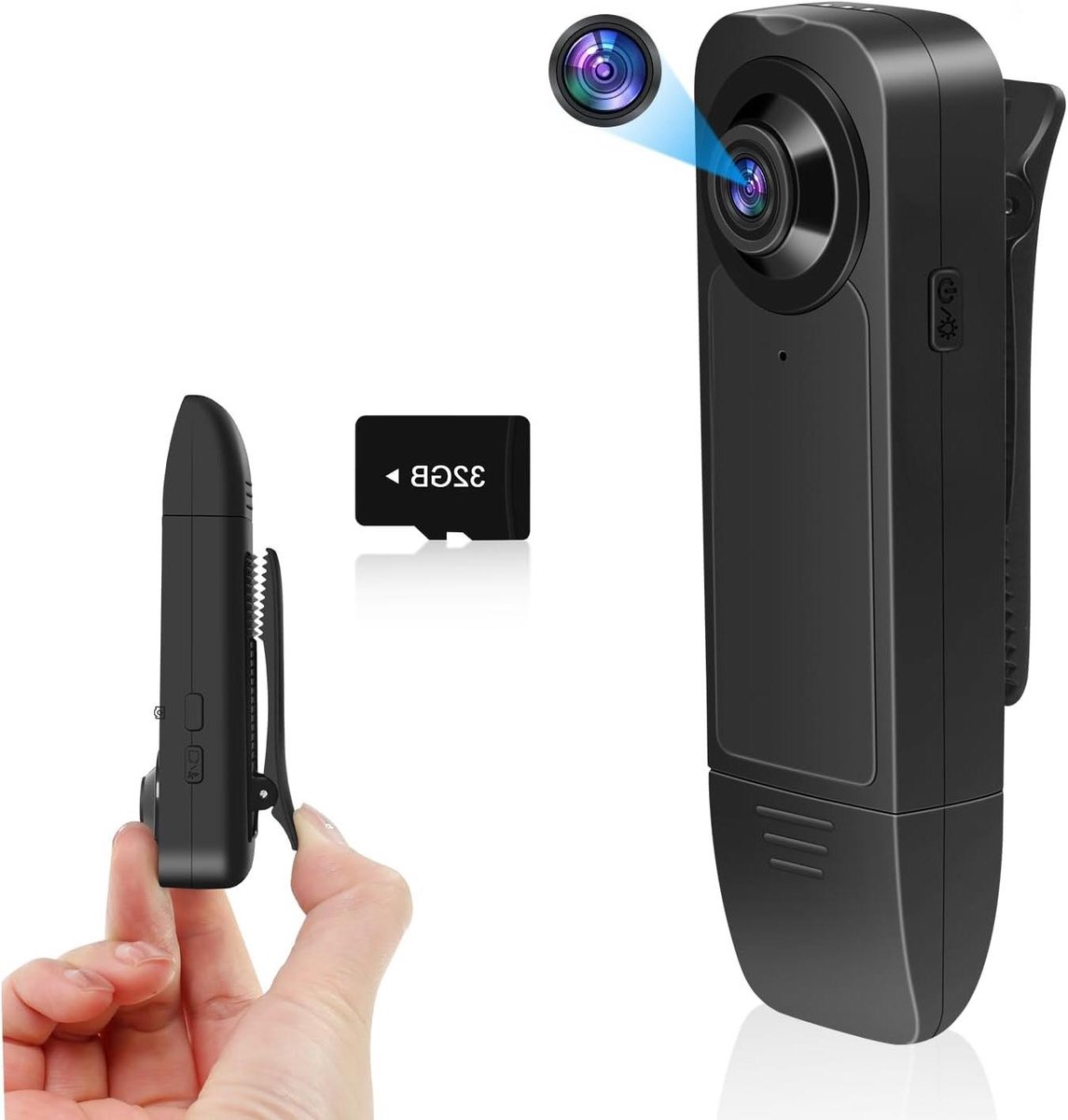 Bodycam HD - Mini Camera - Beveiliging Opnemen - Nachtzicht - 15 x 24 x 92 mm - Zwart