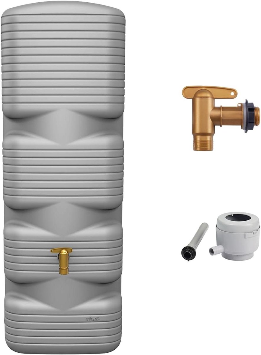 Regenton Set - Regenwater Opslag - Planten Water Geven - Ruimtebesparend Ontwerp - 170 Liter - Betongrijs