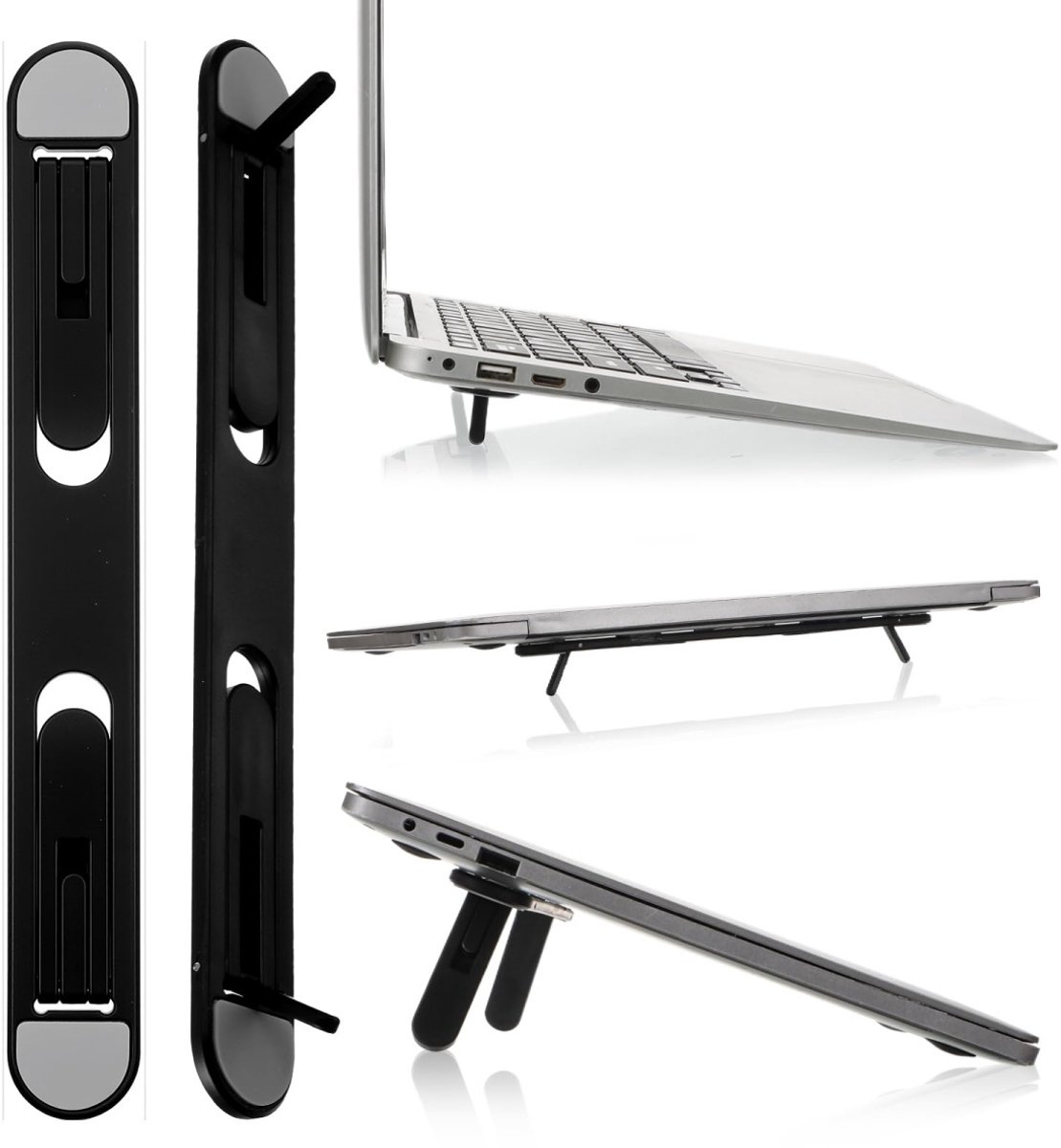 carmdering -Opvouwbare Laptopstandaard 1 Stuks - Verstelbare Laptopverhoger met 2 Kijkhoeken 6°/9° - Compacte Notebookstandaard voor Laptop, Tablet en Toetsenbord - Draagbaar en Lichtgewicht - Zwart