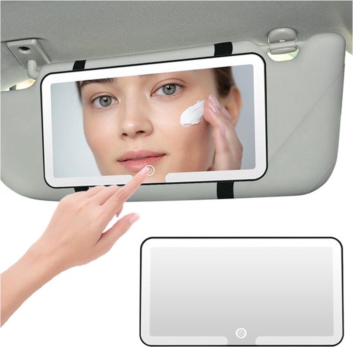 Auto make-upspiegel met LED-verlichting en oplaadbare zonneklep - 3 lichtmodi
