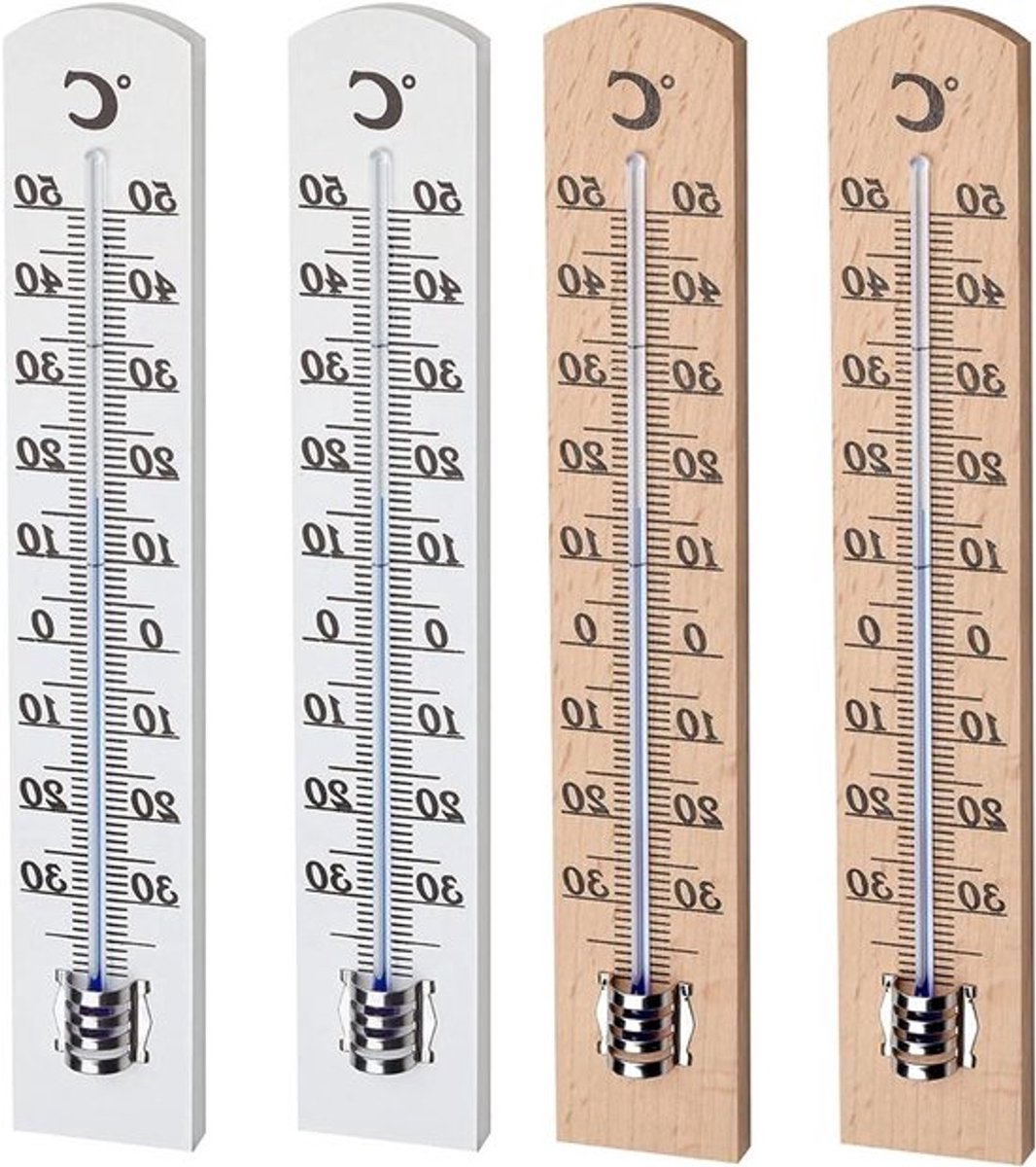 Thermometer Set van Beukenhout Natuurlijk/Wit