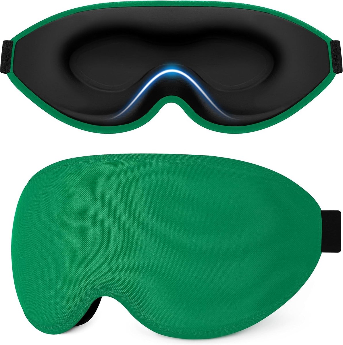 Gritin 3D Slaapmasker voor Zijslapers, Upgrade Oogmasker Heren & Dames | Lichtblokkerend Ergonomisch Slaapmasker met Verstelbare Band, Ademend & Comfortabel voor Slaap/Reis/Vlucht-Groen