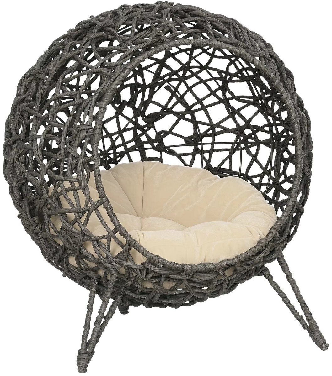 JOYNEXTBUY Kattenmand Verhoogd Bed – Kattenhuisje Nis & Grot – Ø 52 x 58 cm – Zacht Kussen – Verhoogde Kattenmand voor katten