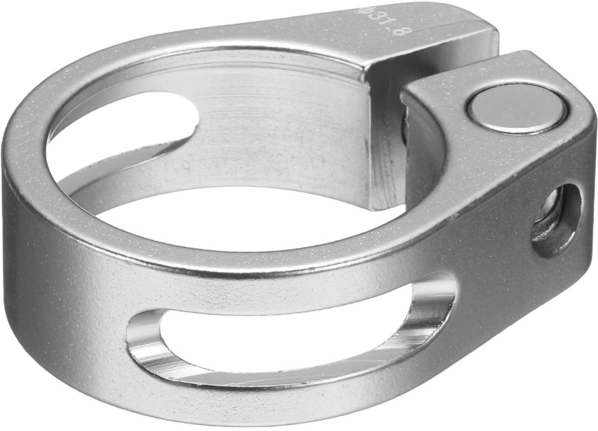 Fietszadelpen klem 31,8 mm met M4 inbusschroef zilver
