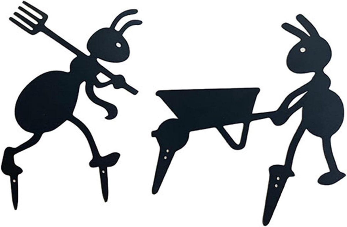 Mieren Tuin Spel - Decoratieve Hangers - Tuin Decoratie - Stevige Metalen Constructie - 2 Stuks - Zwart
