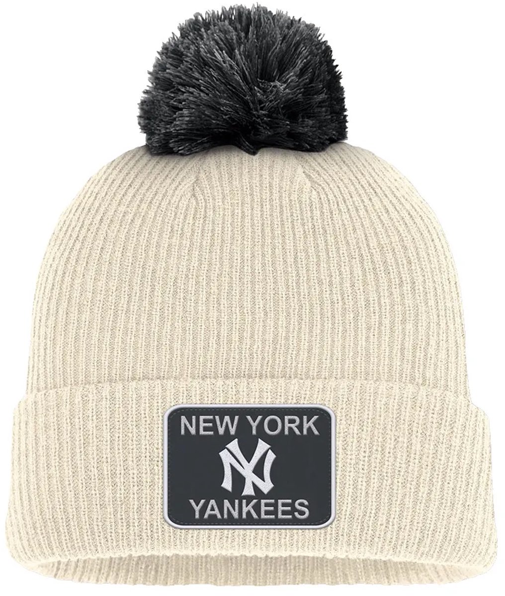 Nike Mlb New York Yankees Yarn Peak Standard Cuff Pom Muts Beige