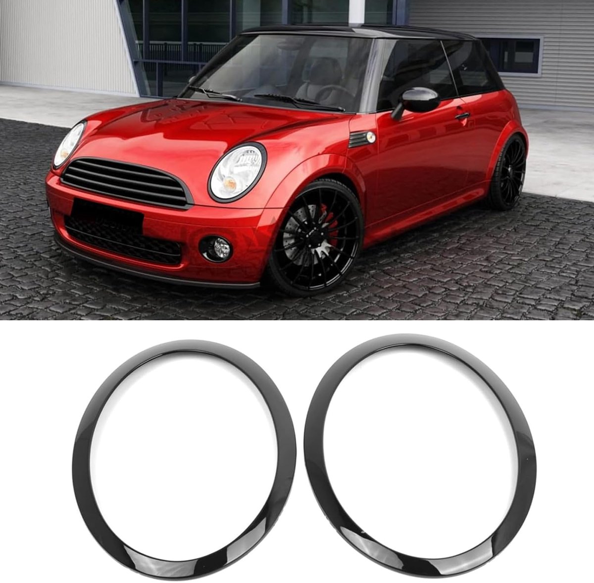 Dailygoods- Koplampversiering Zwart - Vervanging Mini Cooper One R50/R52/R53 2001-2006 - 1 Paar OEM 63126917835/63126917836 - Eenvoudige Installatie - Duurzaam Materiaal - Uitstekend Vakmanschap - Koplampbekleding