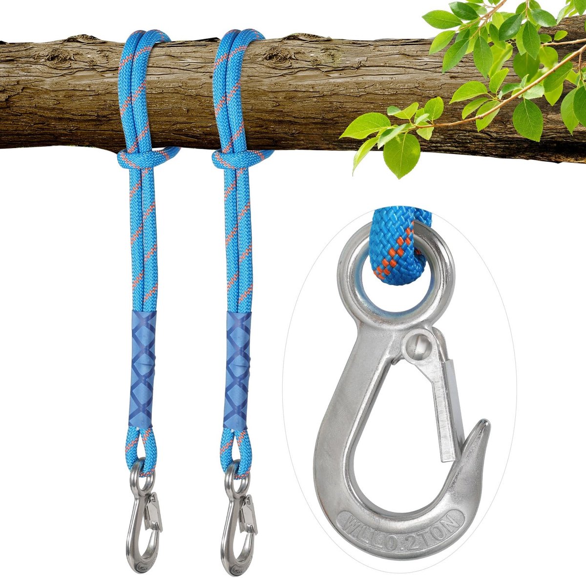Dailygoods - Zware Tuinswing Touw met Karabijnhaken - Geschikt tot 200 kg voor Hangmat en Schommels
