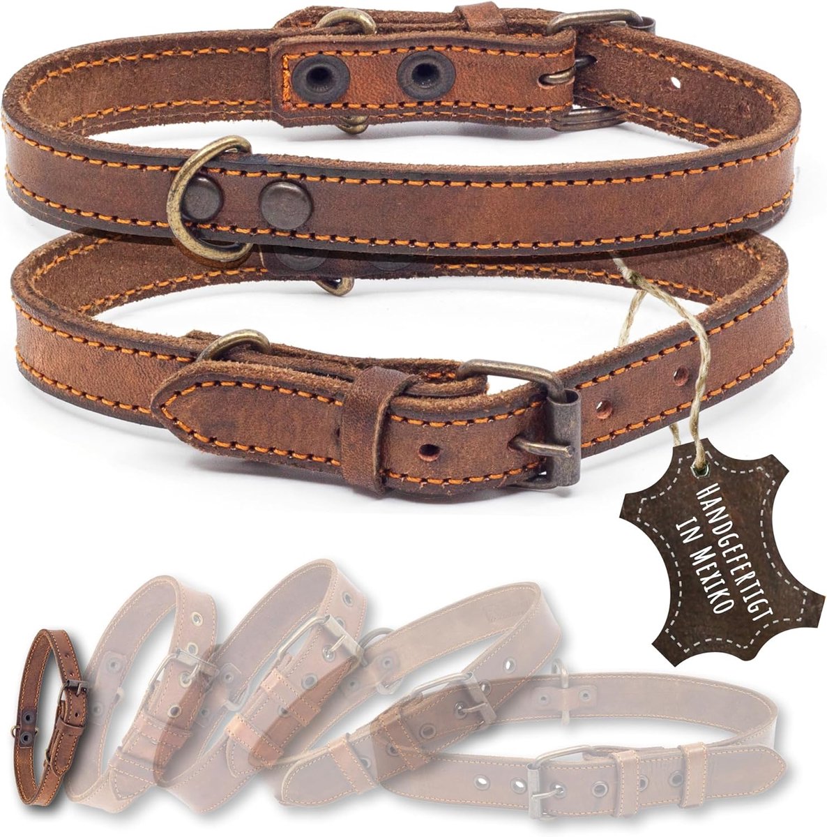 SnelShoppen - Hondenhalsband Leer, Natuurlijke Bruine Leer, Hoogwaardige Handgemaakte Hondenhalsband, Maat XS, Lichtgewicht, Comfortabel, Mayan Patron