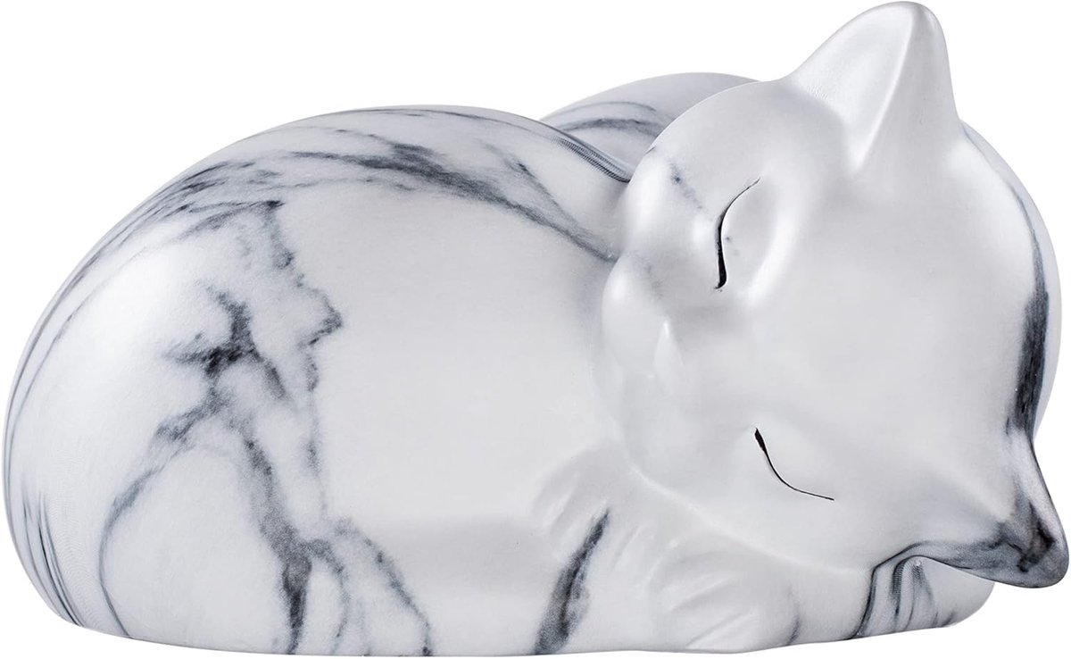 SnelShoppen - Pet Urns voor Katten - Witte Marmer Resin Crematie Urn voor Kleine Dieren - Duurzaam en Weerbestendig - Prachtig Herinneringsbeeldje voo
