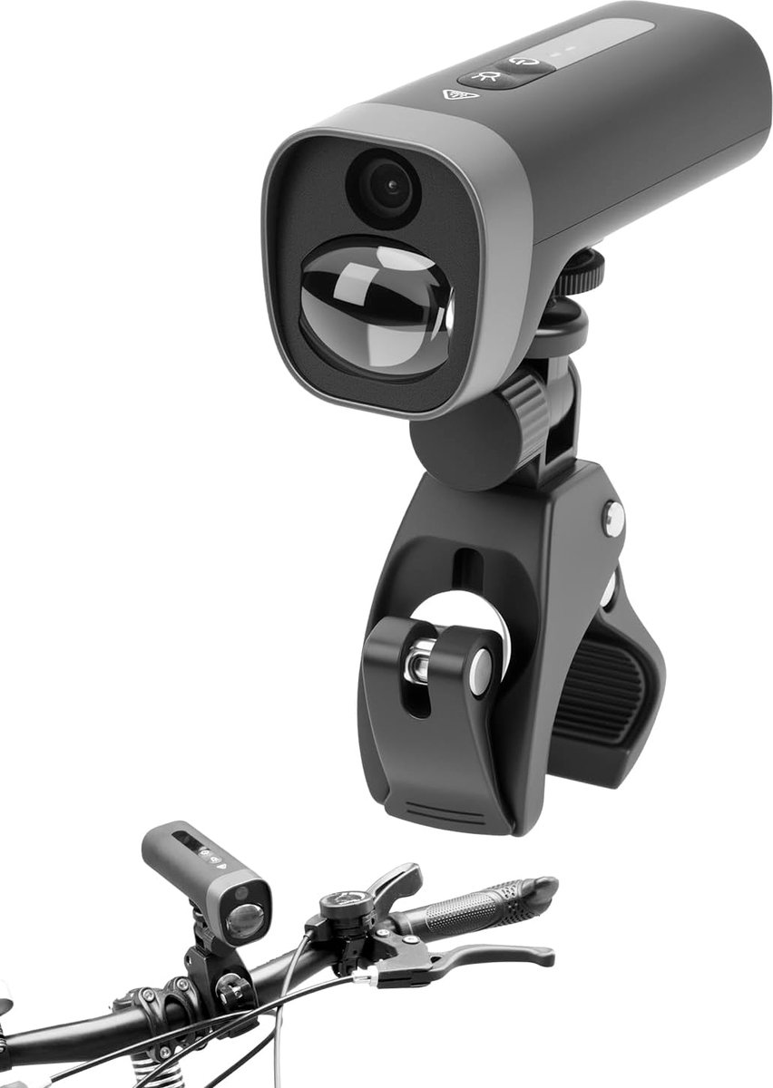 SnelShoppen - 1080P HD Fiets Camera met Houder, Dashcam, Waterdicht, WiFi, 2600mAh Accu, 140° Groothoeklens, 64GB TF Kaart, Motorfiets Camera, Veiligh