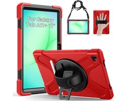 SnelShoppen - Rugged Protective Case voor Samsung Galaxy Tab A11 Plus 11" 2025 met Swivel Holder, Polsband, Schouderband en Balpen - Ideaal voor Kinde