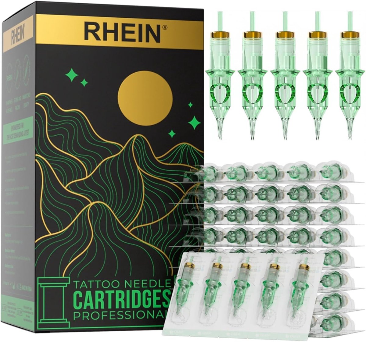 SnelShoppen - 50 Stuks Disposable Tattoo Naald Set - Professionele Ronde Liner Needles 3RL 5RL 7RL 9RL 11RL - RVS 304L Gesteriliseerd - Tattoo Accesso
