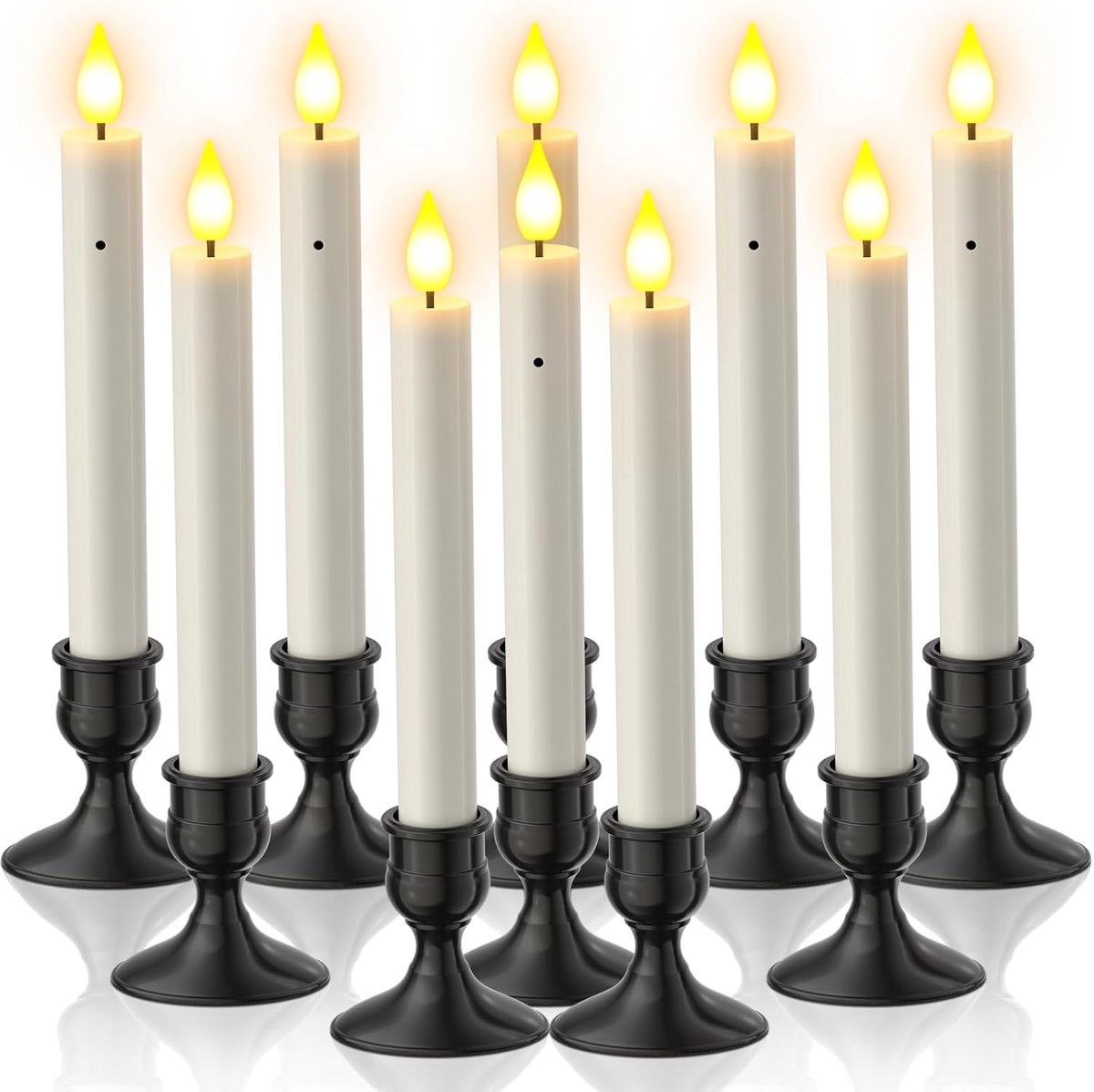 SnelShoppen - Set van 10 Yme LED Stick Kaarsen met Dusk-to-Dawn Sensor, Vlamloze Flickering Kaarsen voor Raam, Tafel, Halloween, Kerst, Feestdecoratie