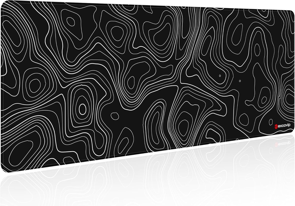 SnelShoppen - Grote Muismat 800x300mm, Gestreept Patroon, Glad Oppervlak, Genaaide Randen, Anti-slip Basis, Kantooraccessoires voor Laptop - Zwart