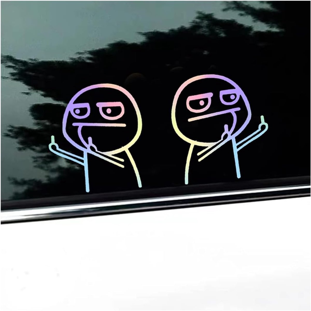 SnelShoppen - 2pcs Creatieve Auto Raamstickers, Grappige Middenvinger Auto Stickers, Waterdichte Auto Decals, Mode Car Accessories voor Zijruiten, Kle
