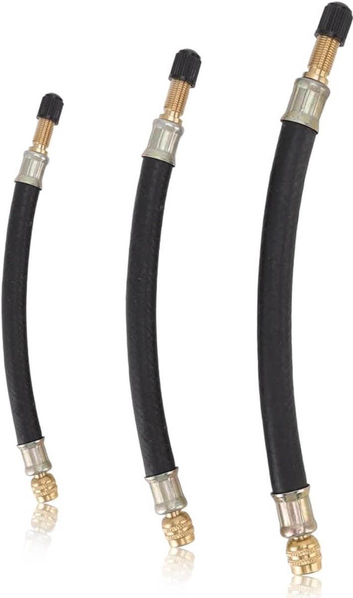 SnelShoppen - Set van 3 Flexibele Rubber Ventiel Adapters met Ventieldop voor Auto's, Vrachtwagens, Motoren en Fietsen - Duurzaam en Praktisch