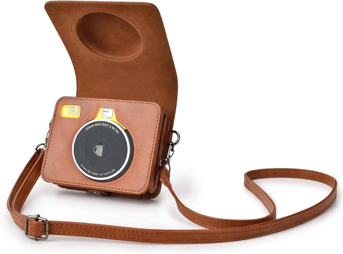 SnelShoppen - PU Leren Beschermhoes voor Mini Camera & Foto Printer - Perfecte Pasvorm voor 2-in-1 Instant Camera - Vintage Design - Ideaal voor Feest