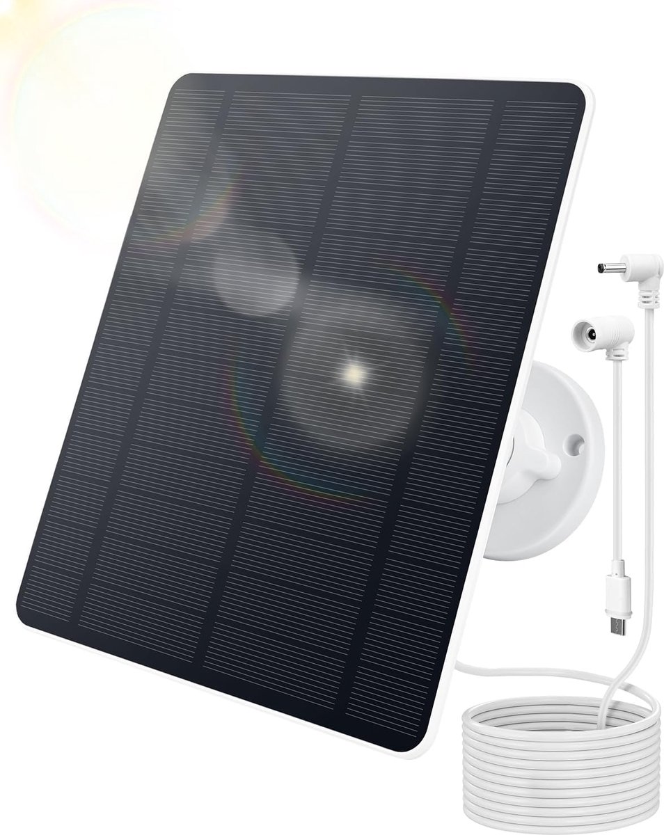 SnelShoppen - 5W Zonnepaneel voor Ring Camera - IP65 Waterproof en Duurzaam - Continu Energie voor Stick Up Cam/Pro en Spotlight Cam - 360° Verstelbar