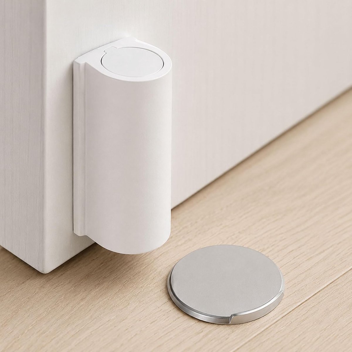 SnelShoppen - Magnetische Deurstopper voor Vloer, Zelfklevend, Onzichtbaar, Deurbuffer, Wandbescherming, Wit, Voor Kantoor, Badkamer, Kamer, Sterke Ma