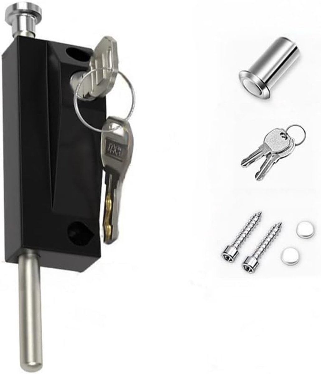 SnelShoppen - Premium Schuifdeur Beveiligingsslot - Sleutelloze Toegang - Zwart Metalen Constructie - 188 mm - Hulpslot voor Glazen Terrasdeuren - Duu