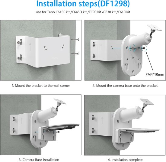 SnelShoppen - Houder voor Bewakingscamera Buiten, 90° Wandhoek Bevestiging voor Tapo C660, C615F, C645D, C402, C403, C460, C425, C630, C411, C610, TC8 van Snelshoppen — afbeelding 4