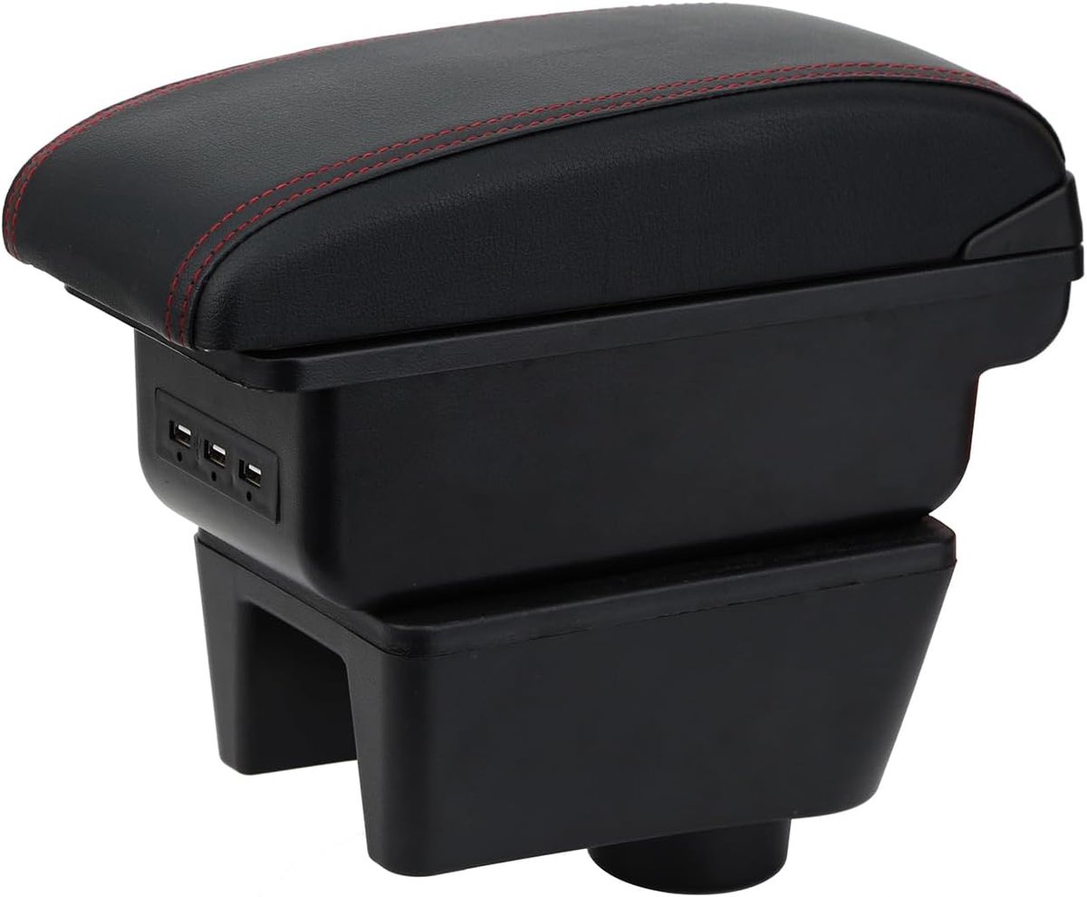 SnelShoppen - Armsteun Seat Ibiza 6J IV 2008-2016 - Zwart Leer - Opbergbox - Duurzaam PU Leer en ABS - Centraal Console - Retrofits