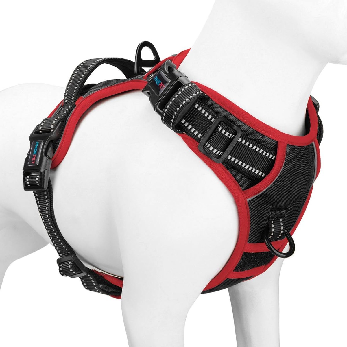 SnelShoppen - Verbeterde No-Pull Hondenharnas, Reflecterend Verstelbaar Vest, met Trainingshandgreep, 2 Metalen Leash Haken, 3 Snap Buckles, 4 Sliding