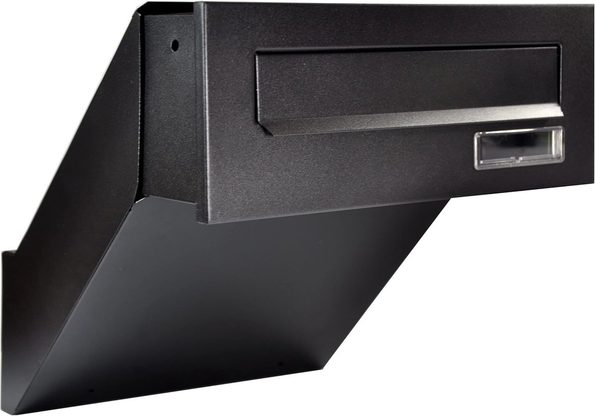 SnelShoppen - Wall Transit Mailbox Zwart Matt - Ingebouwde Weerbestendige Brievenbus - Corrosiebestendig - 285mm Breed - 135mm Hoog - Muur Dikte 260-4