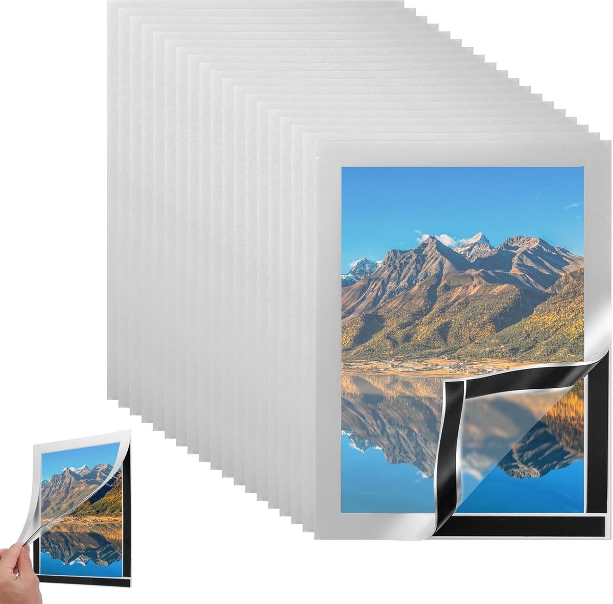 SnelShoppen - Magnetic Frames A5 Pack van 20 - 18 x 24 cm Zilver Zelfklevende Vouwbare Magnetische Fotolijst voor Informatie en Notities - Waterdicht