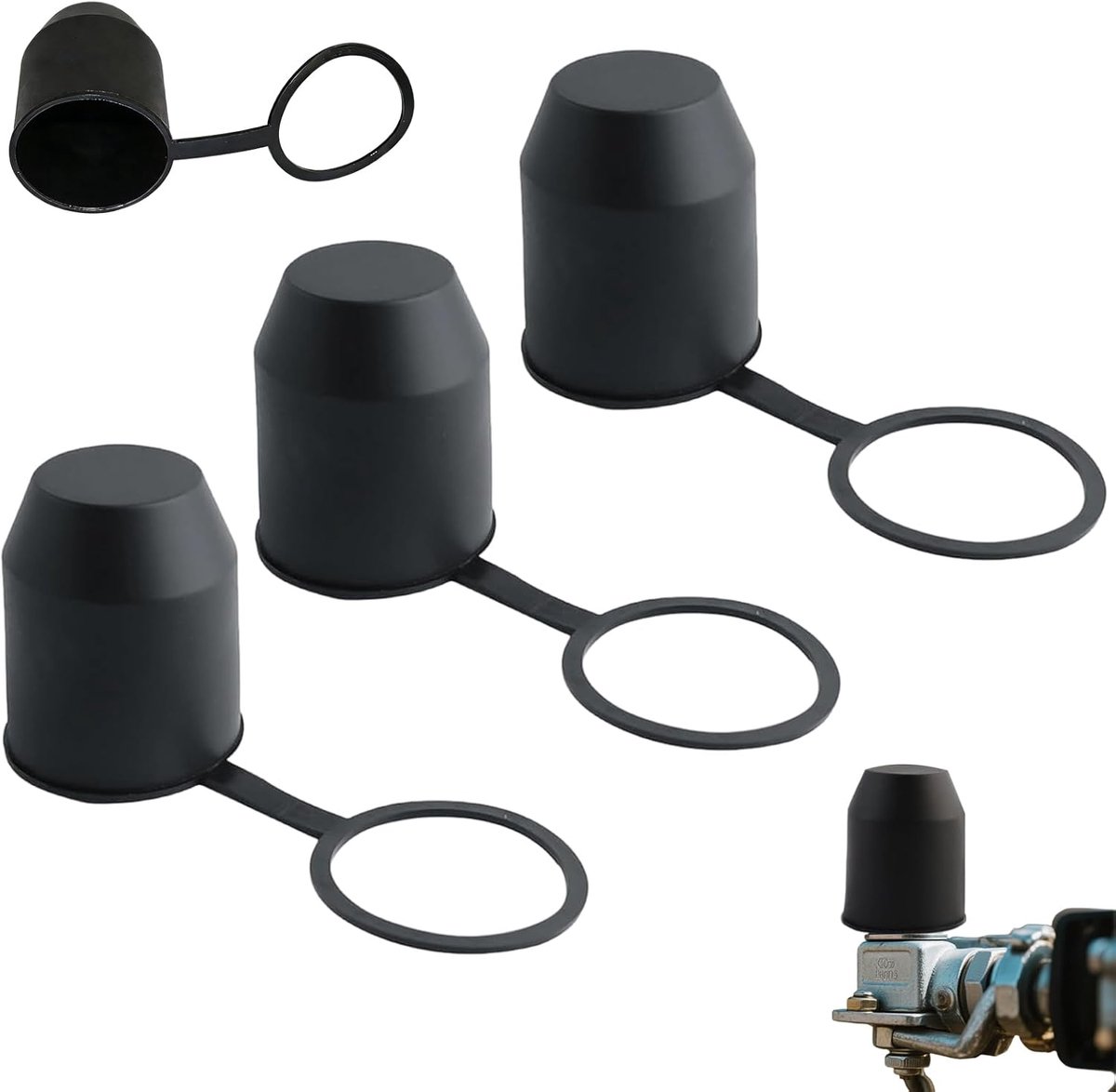 SnelShoppen - Pack van 3 Towbar Beschermcovers - Waterdichte Trekhaak Hoezen voor Voertuigen en Caravans - Zwart - Voor Standaard Trekhaak
