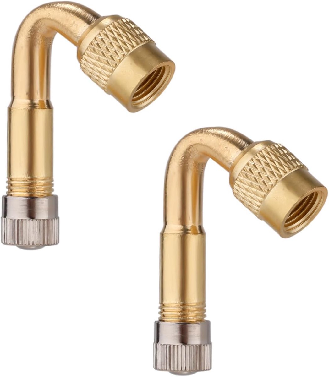 SnelShoppen - 2x 45 Graden Ventiel Extensies, Messing Tire Valve Adapter voor Auto's, Motorfietsen, Fietsen en Kampeerwagens
