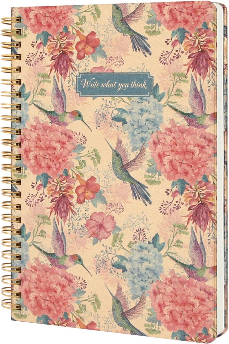 SnelShoppen - A5 Spiral Notitieboek - Gelijnd - 160 Pagina's - Werknotitieblok - Ringband Notitieboek - Bijen Bloem Design - Creatief Schrijfboek