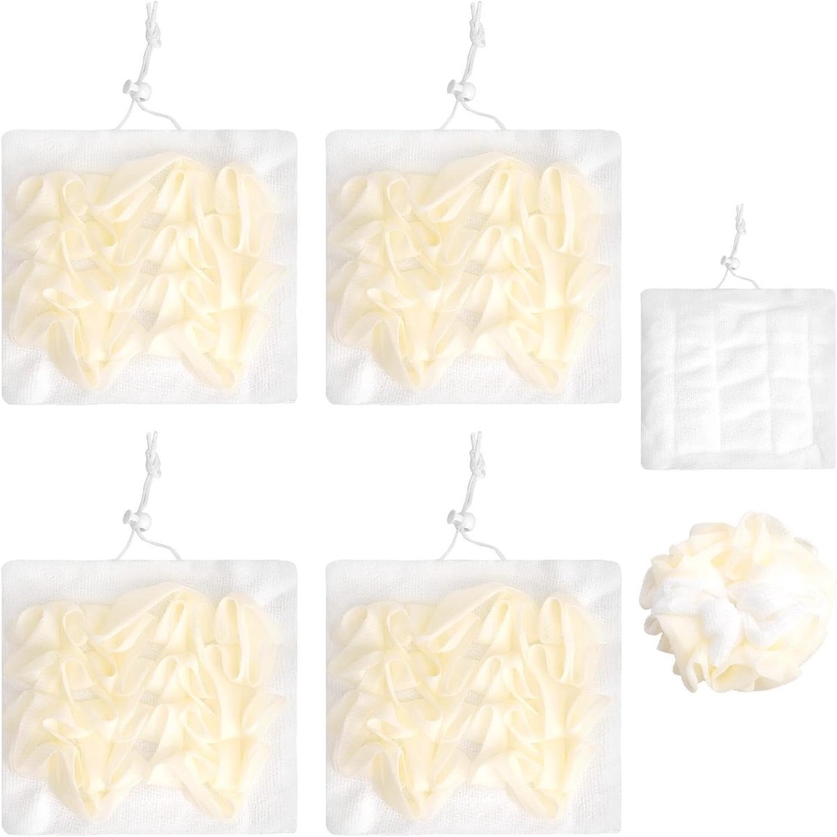 SnelShoppen - 4 Stuks 2-in-1 Douchespons, Badspons, Peeling, Luffa-Sponzen, Badaccessoires, Reinigingshandjes, Douchesponzen voor Dames en Heren, Zach