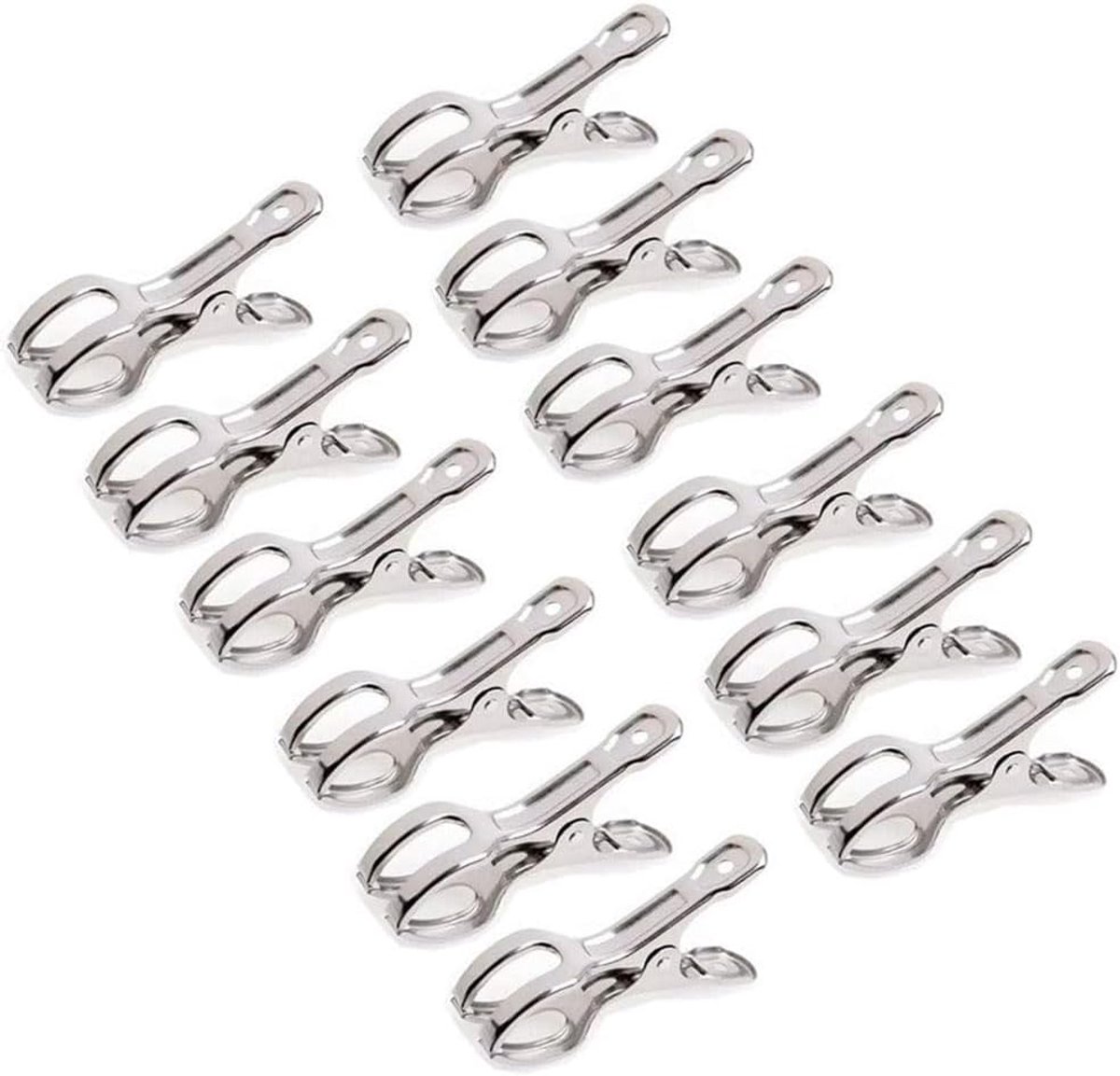 SnelShoppen - 12pcs Strandhanddoek Klemmen, Rvs Windbestendige Clips, Sterke Grip voor Kleding en Wasgoed, 8.5cm, Perfect voor Camping en Tuin