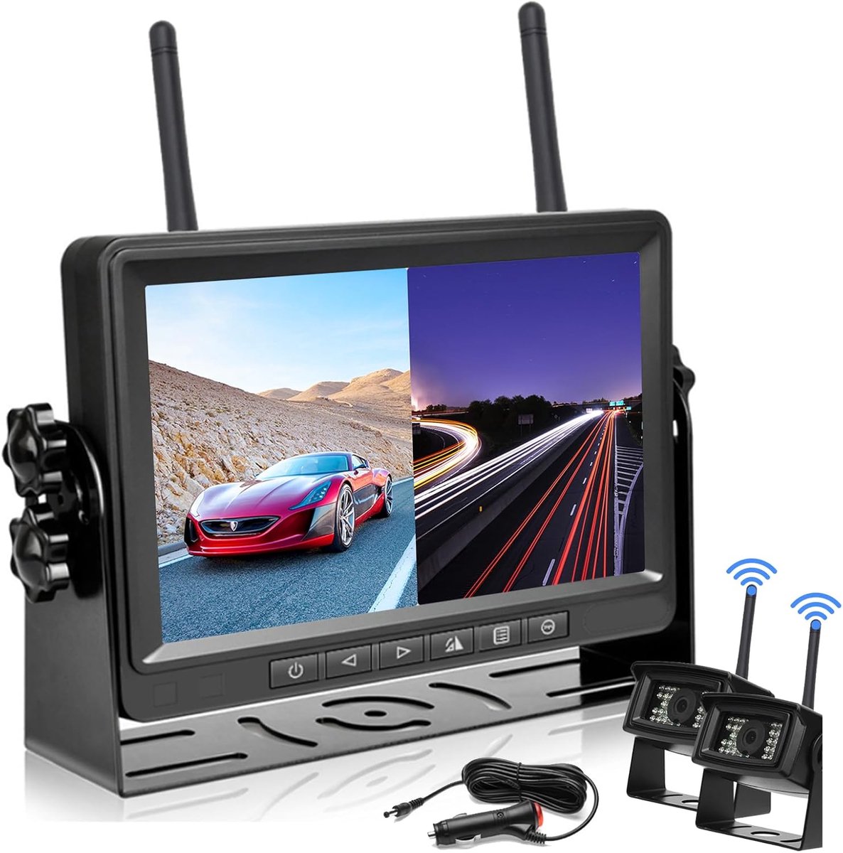 SnelShoppen - Draadloze Achteruitrijcamera HD 1080P met Nachtzicht - 7 Inch Auto Camera - IP68 Waterdicht - Voor RV, Trailer, Bus, Camping, Truck, Car
