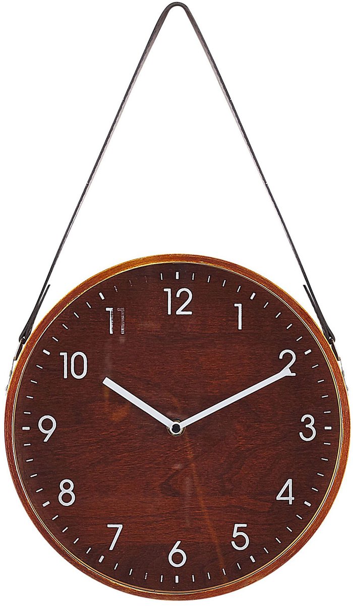 RENENS - Wandklok - Donkere houtkleur - MDF
