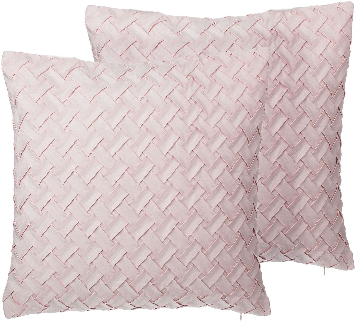 Beliani TITHONIA - Sierkussen set van 3 - Pastelroze - 45 x 45 cm - Polyester