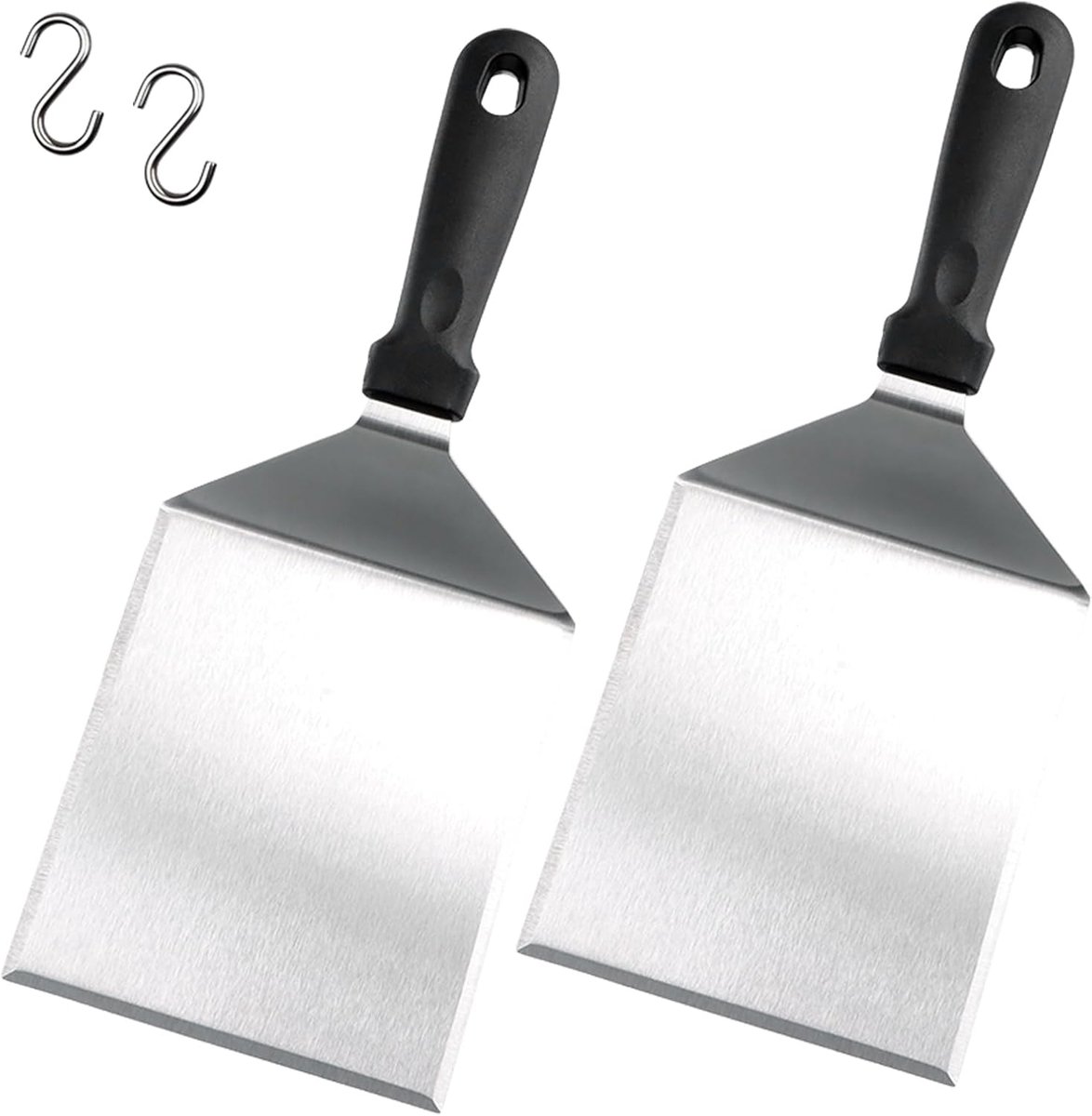 SnelShoppen - Large Grill Spatula Set 2 Stuks RVS Burger Flipper Spatel voor BBQ, Barbecue, Tuin, Kamperen, Koken, 100% Roestvrij Staal