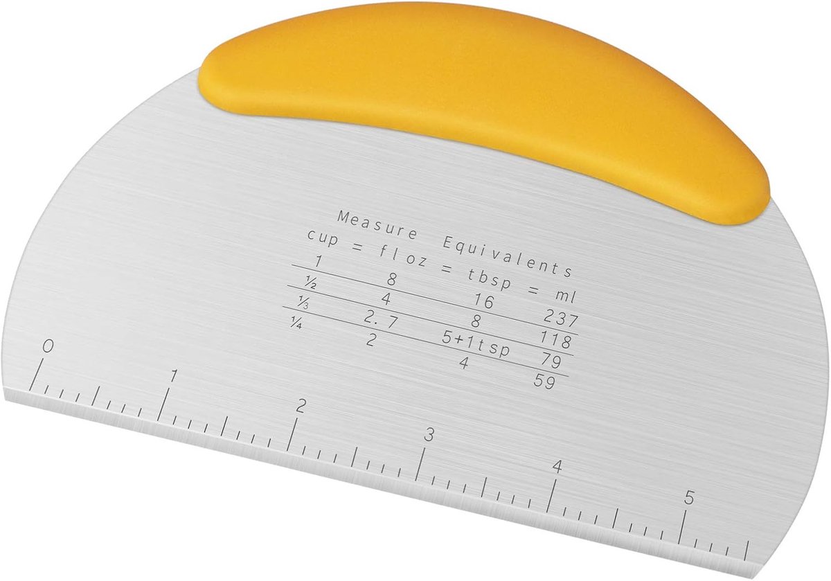 SnelShoppen - Dough Scraper, Deegsnijder met RVS Blad en Zacht TPR Handvat, 16 cm, Gele Pastry Cutter voor Pizza, Taart en Bakken