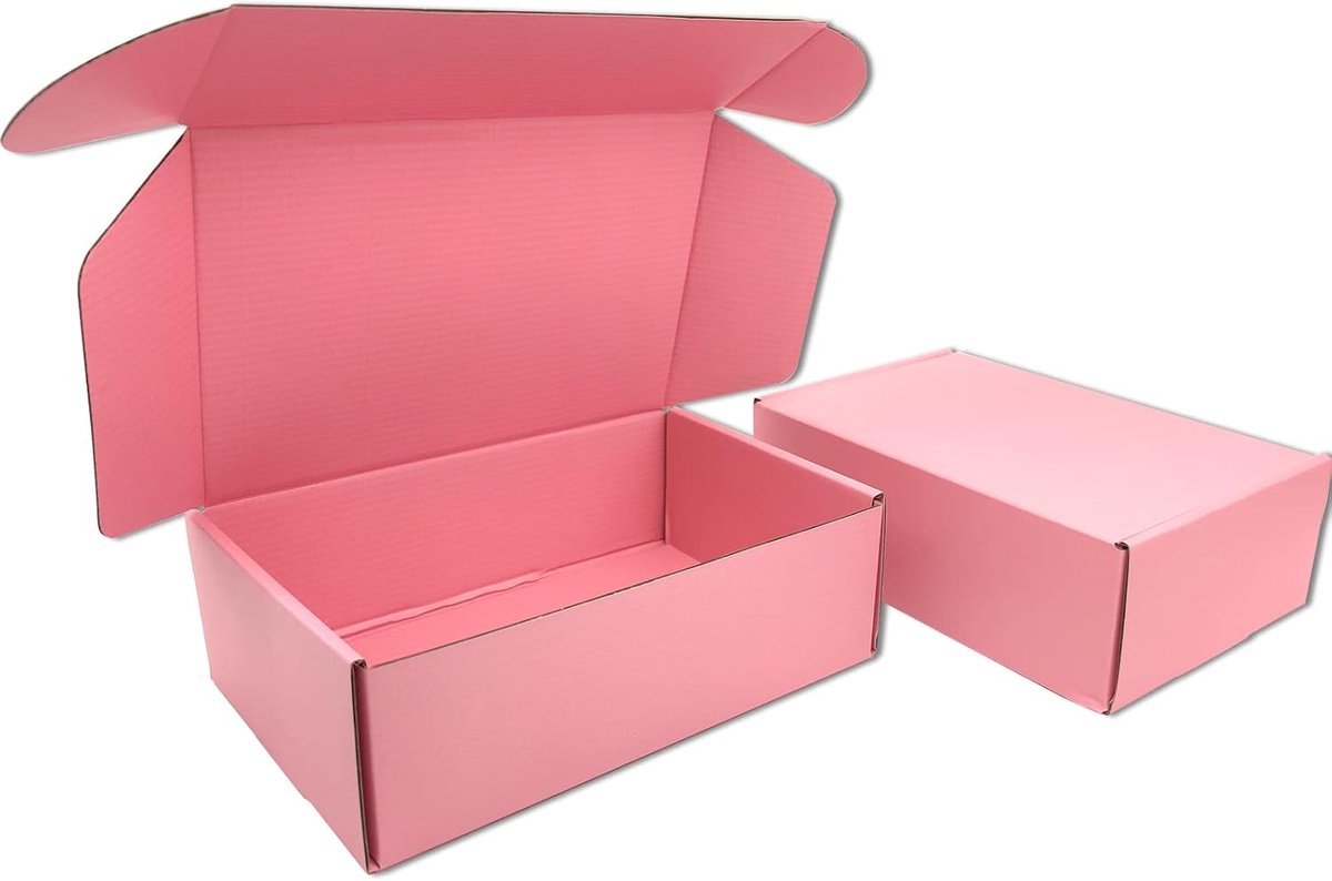 SnelShoppen - Kleine Verzendingdozen 230x150x75mm - Roze Verzenddozen van Karton voor Verpakking en Verzending - 25 Stuks voor Kleine Bedrijven en Cad