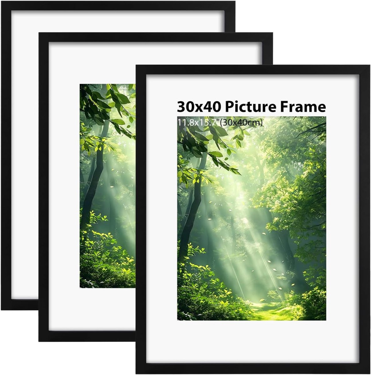 SnelShoppen - Set van 3 Houten Fotolijsten 30 x 40 cm met Acrylglas voor 22 x 28 cm - Zwart, Perfect voor Certificaten, Diploma's, Posters en Fotoweer