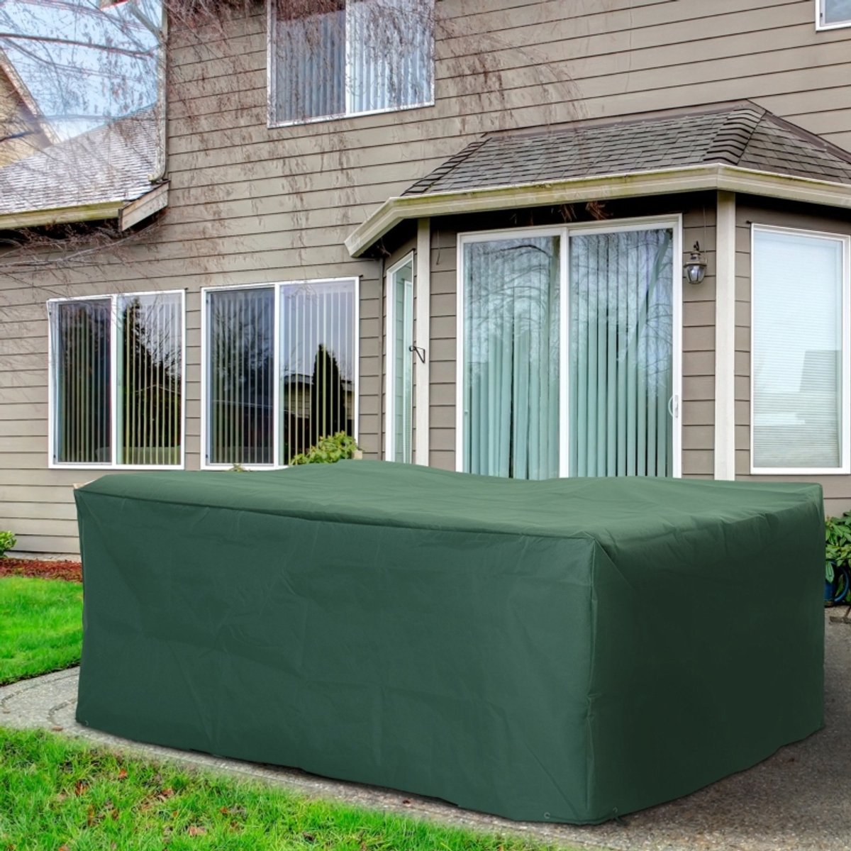 COVREO Tuinsethoes 210 x 140 x 80 cm groen Oxford stof met trekkoord