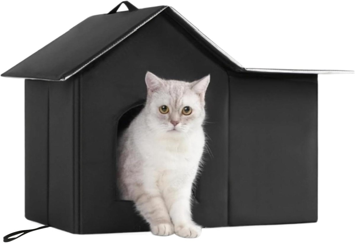 Kattenhuis Buiten - Dierenverblijf Tent - Bescherming Huisdieren - Waterdicht Isolatie - Maat M - Grijs