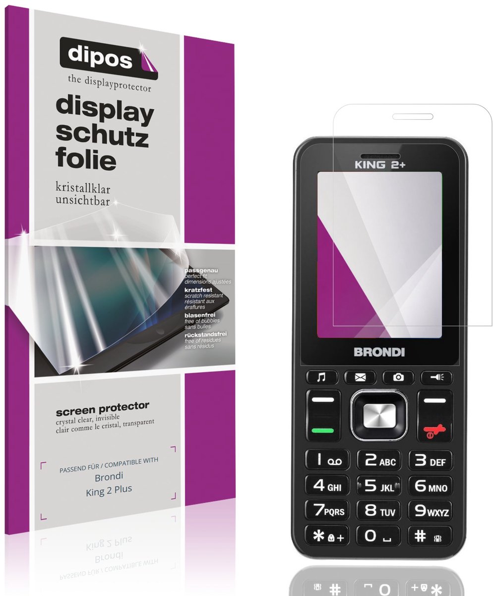 dipos – 4x Beschermfolie geschikt voor Brondi King 2 Plus | Krasbestendige & heldere Screenprotector Ultra-Thin