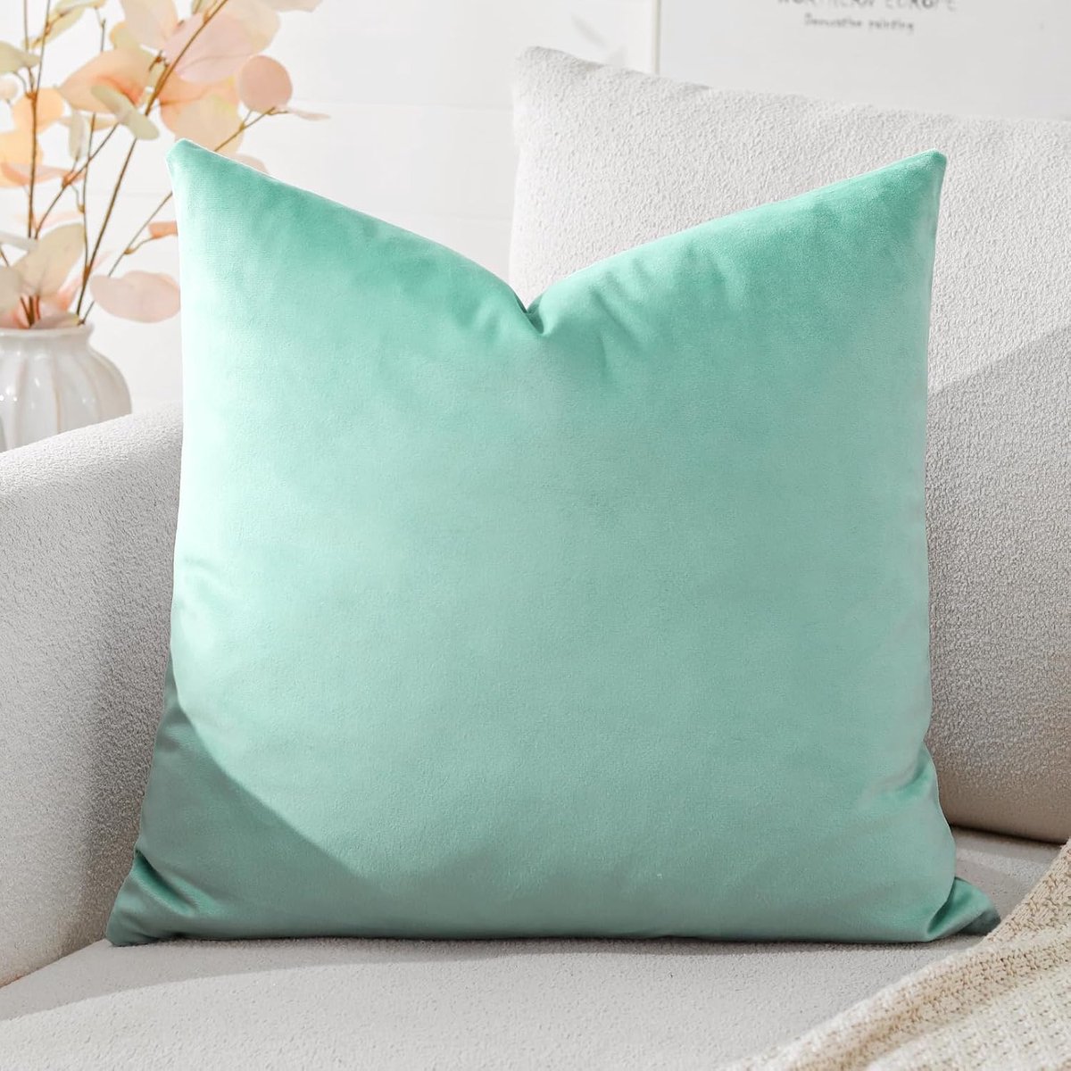 SnelShoppen - Luxe Velours Kussenhoezen 18x18 Inch - Decoratieve Vierkante Sierkussens voor Bank en Slaapkamer - Zacht en Elegant Aqua Groen - Perfect
