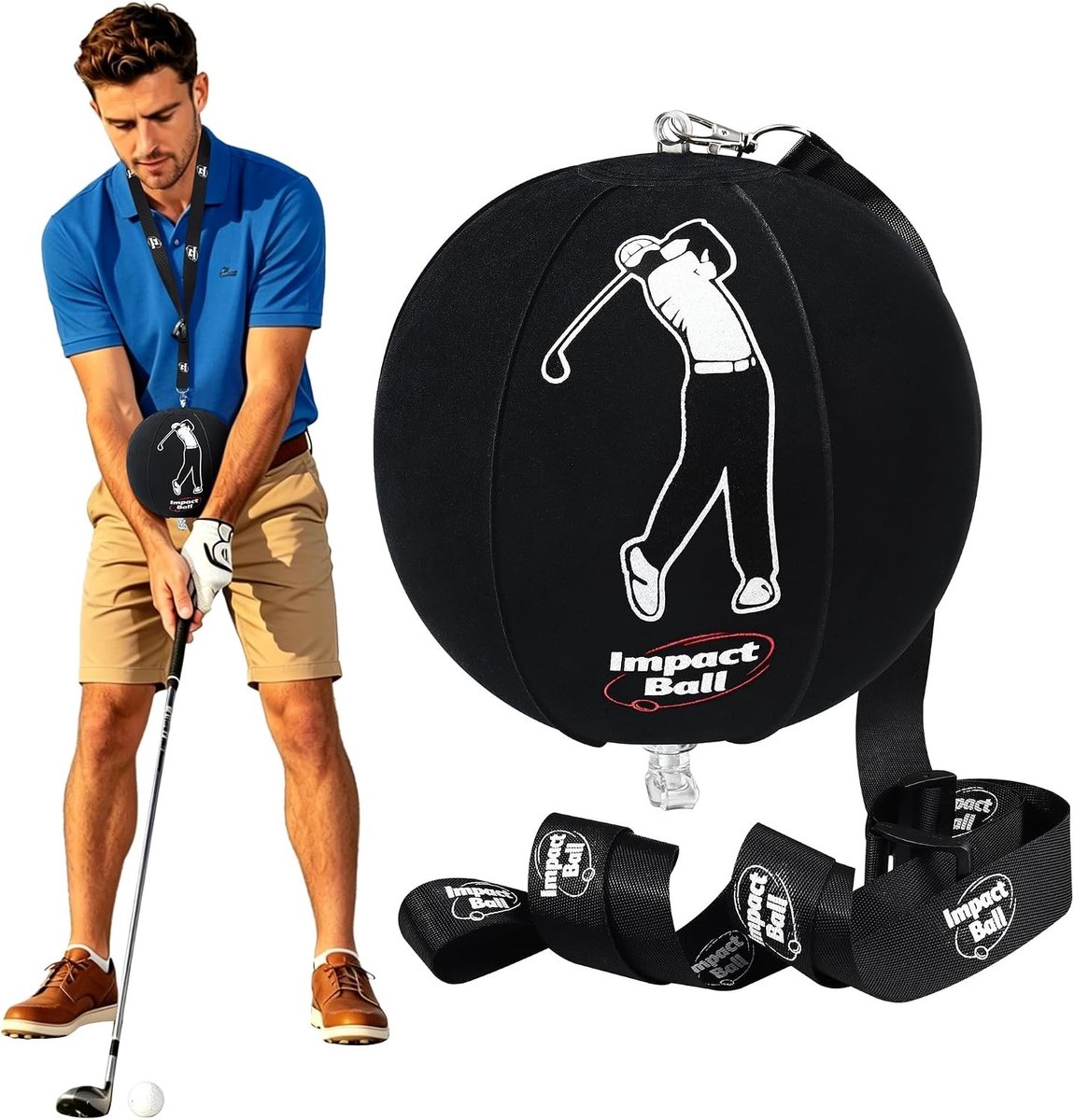 Smart Ball Golf Swing Trainer - Effectieve Golf Training Aid voor Verbinding, Bal Slaan en Swing Verbetering in Zwart