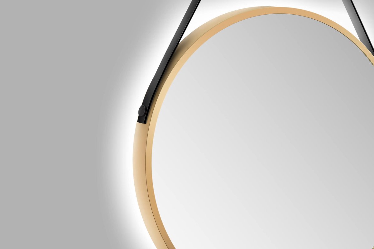 SnelShoppen - TALOS Decoratieve Ronde Wandspiegel met Indirecte LED-Verlichting in Goud Mat Ø 50 cm - Moderne Spiegels voor Woonkamer, Slaapkamer, Bad